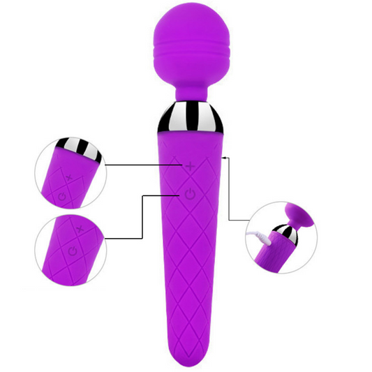 10-Speed Silicone Clitoral Vibrator - Rechargeable Wand Massager for Women & Couples (Purple)