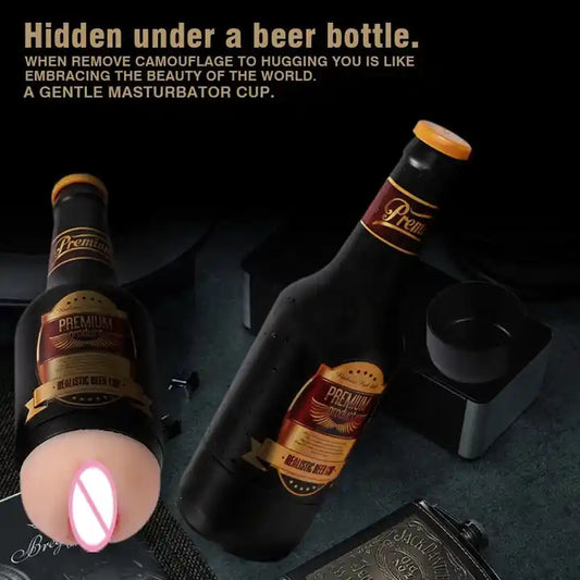 Beer Bottle-Inspired Realistic Vagina Masturbation Cup for Men