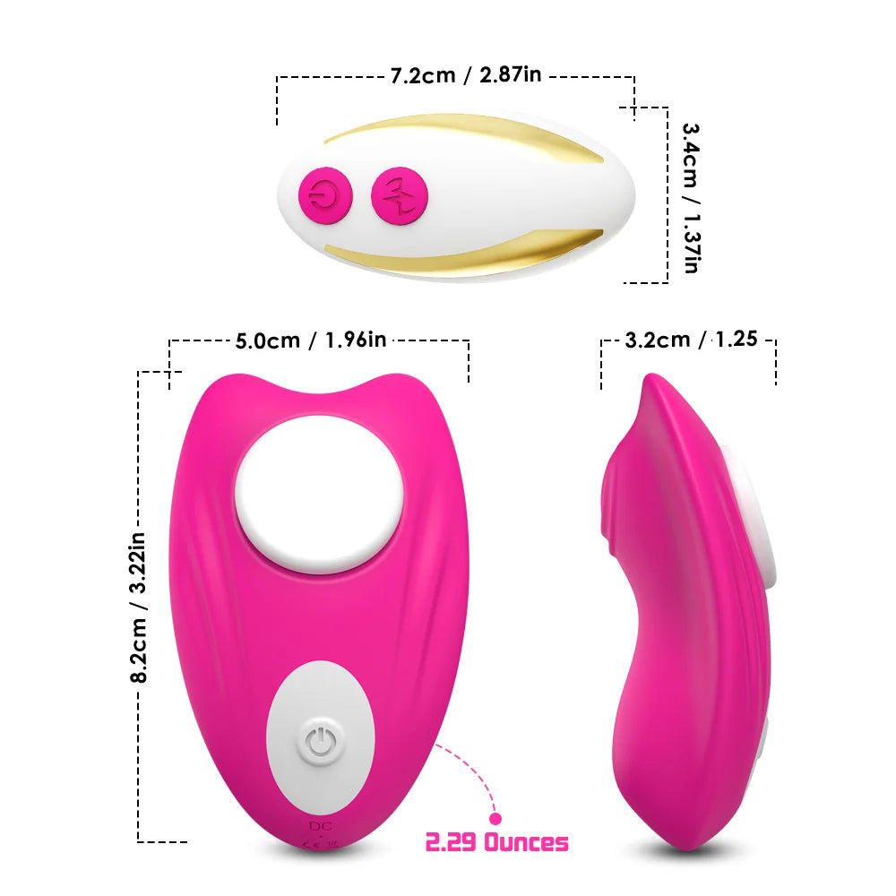 Magnetic Suction Vibrator - Invisible Wear, Soft Point, Multi-Frequency Remote Control Toy (Rose Red)