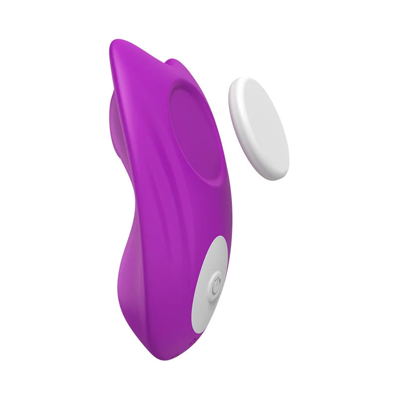 Magnetic Suction Vibrator - Invisible Wear, Soft Point, Multi-Frequency Remote Control Toy (Purple)