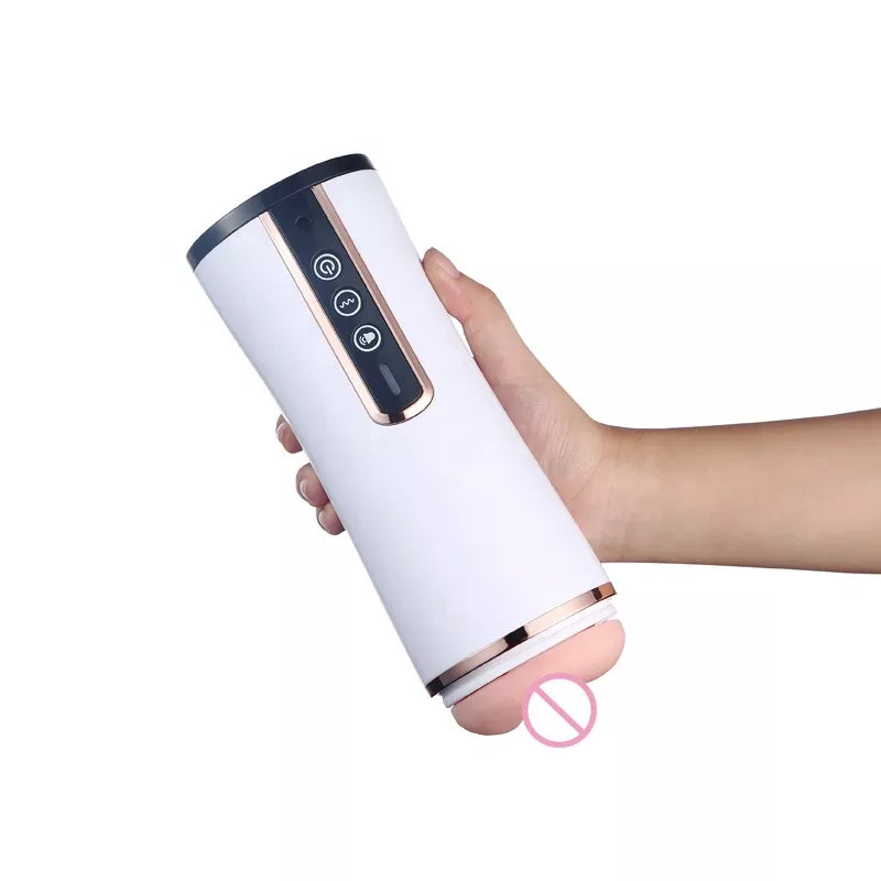 Voice-Activated Silicone Male Masturbator Cup - Vibrating Pocket Pussy Toy for Men
