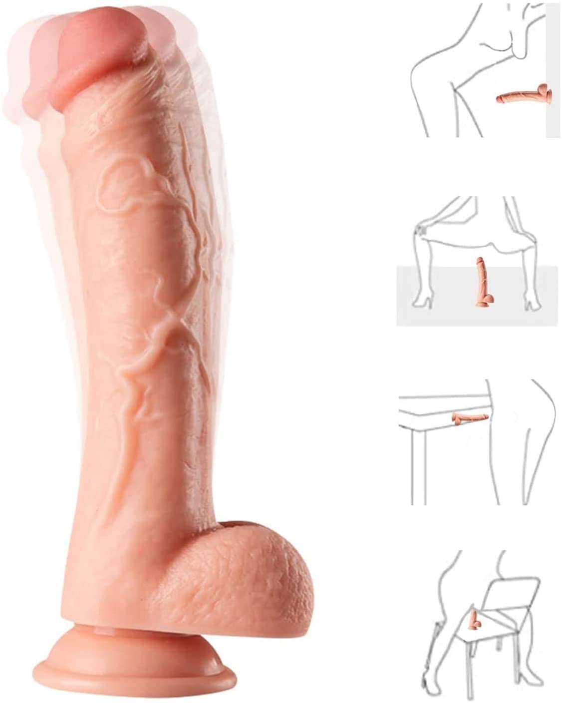 Peanut Massage Ball Dildo - Suction Cup Toy with Clitoral Stimulator & Thrusting Action