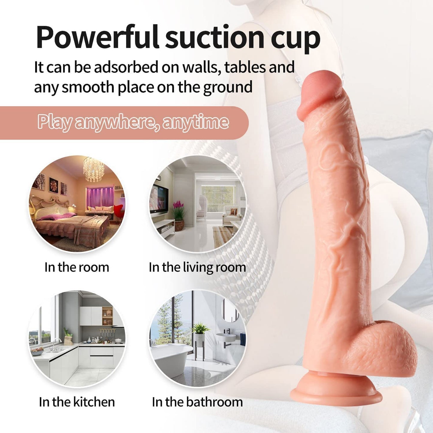 Peanut Massage Ball Dildo - Suction Cup Toy with Clitoral Stimulator & Thrusting Action