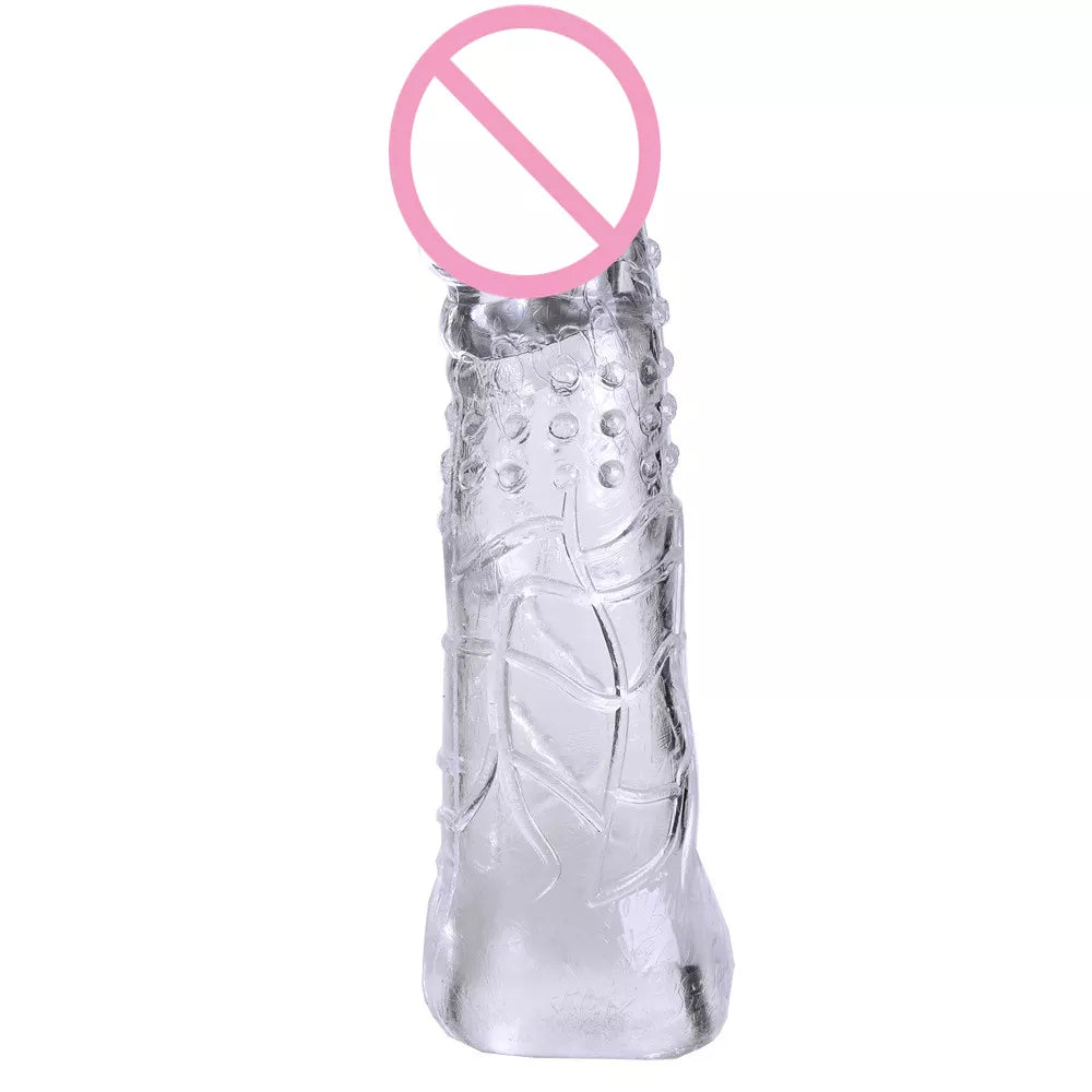 Clear High-Stretch Penis Extender - Crystal Thorn Condom for Enhanced Pleasure