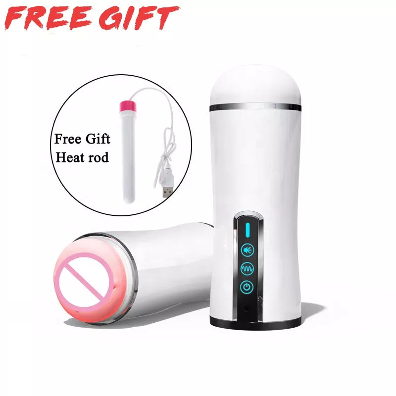 Voice-Activated Silicone Male Masturbator Cup - Vibrating Pocket Pussy Toy for Men