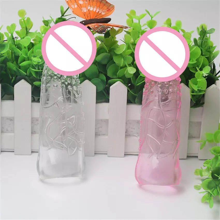 Clear High-Stretch Penis Extender - Crystal Thorn Condom for Enhanced Pleasure