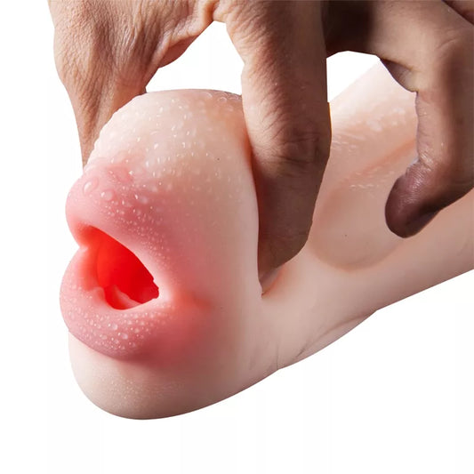 Double-Ended Male Masturbator - 3D Textured Artificial Vagina & Mouth for Realistic Pleasure