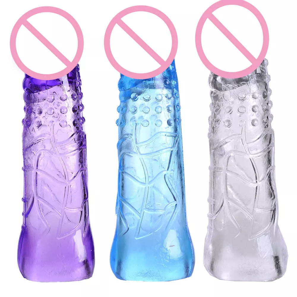 Clear High-Stretch Penis Extender - Crystal Thorn Condom for Enhanced Pleasure