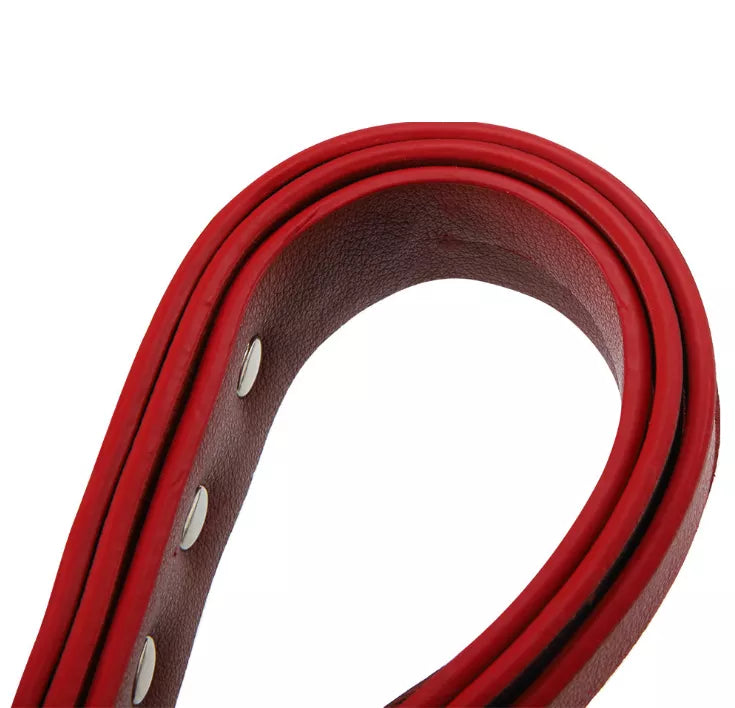 5-Piece Red Leather BDSM Set - Includes Blindfold, Collar, and Handcuffs for Adult Play