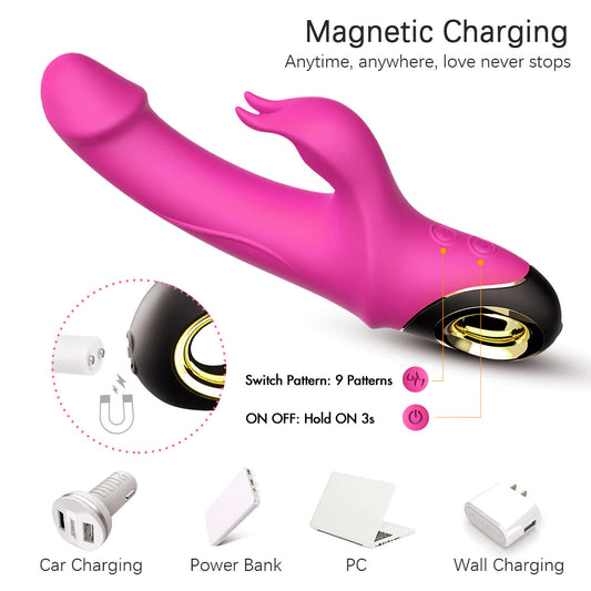 Waterproof G-Spot Dildo Vibrator - Strong USB Rechargeable Toy for Women