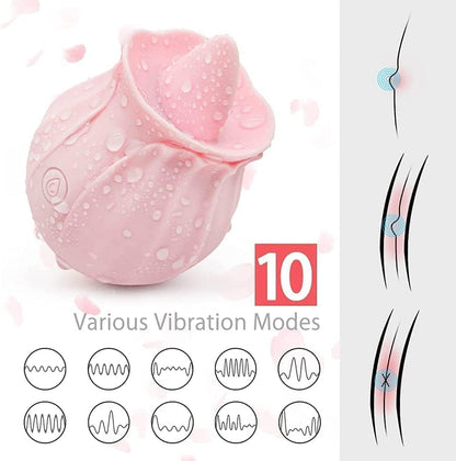 Rechargeable Waterproof Rose Toy - Washable Flower-Inspired Vibrator for Women