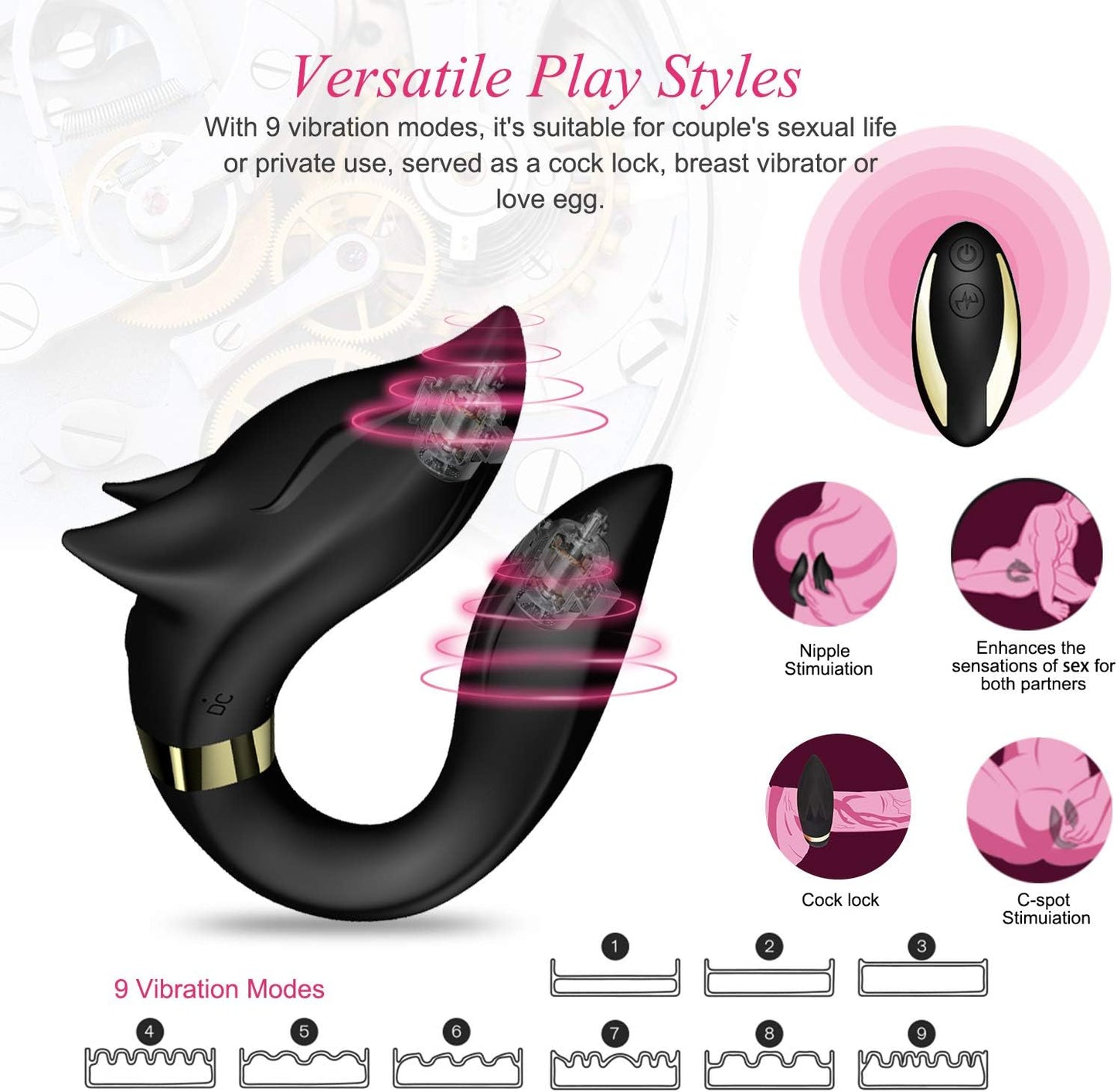 Wearable Electric Vibrator with Wireless Remote Control - Rechargeable Strap-On Sex Toy for Couples