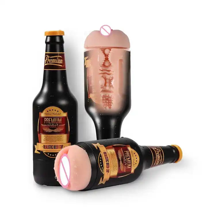 Beer Bottle-Inspired Realistic Vagina Masturbation Cup for Men