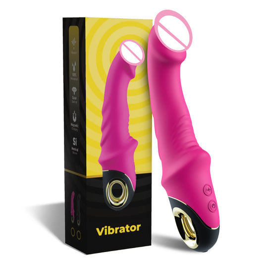 Multispeed Thrusting G-Spot Vibrator - 2.5mm Thickened Soft Silicone Dildo with Round Handle for Women