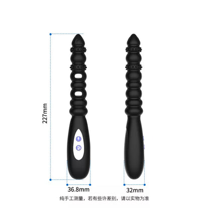 Nine-Section Silicone Anal Plug with Remote Control - Prostate Massager & Vibrating Pleasure Toy