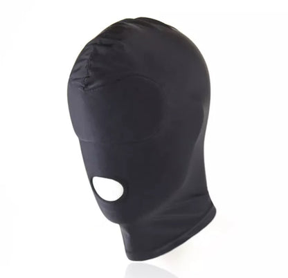 Elastic hood with open eyes and mouth holes fetish