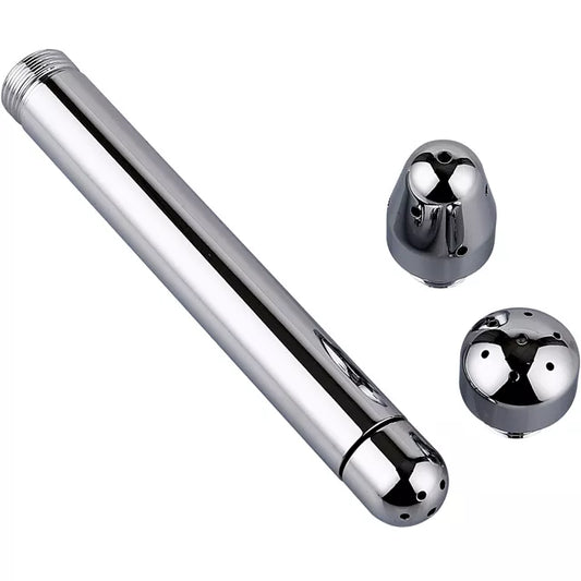 Stainless Steel 3-Cap Shower Enema Kit - Metal Douche for Anal & Vaginal Cleansing