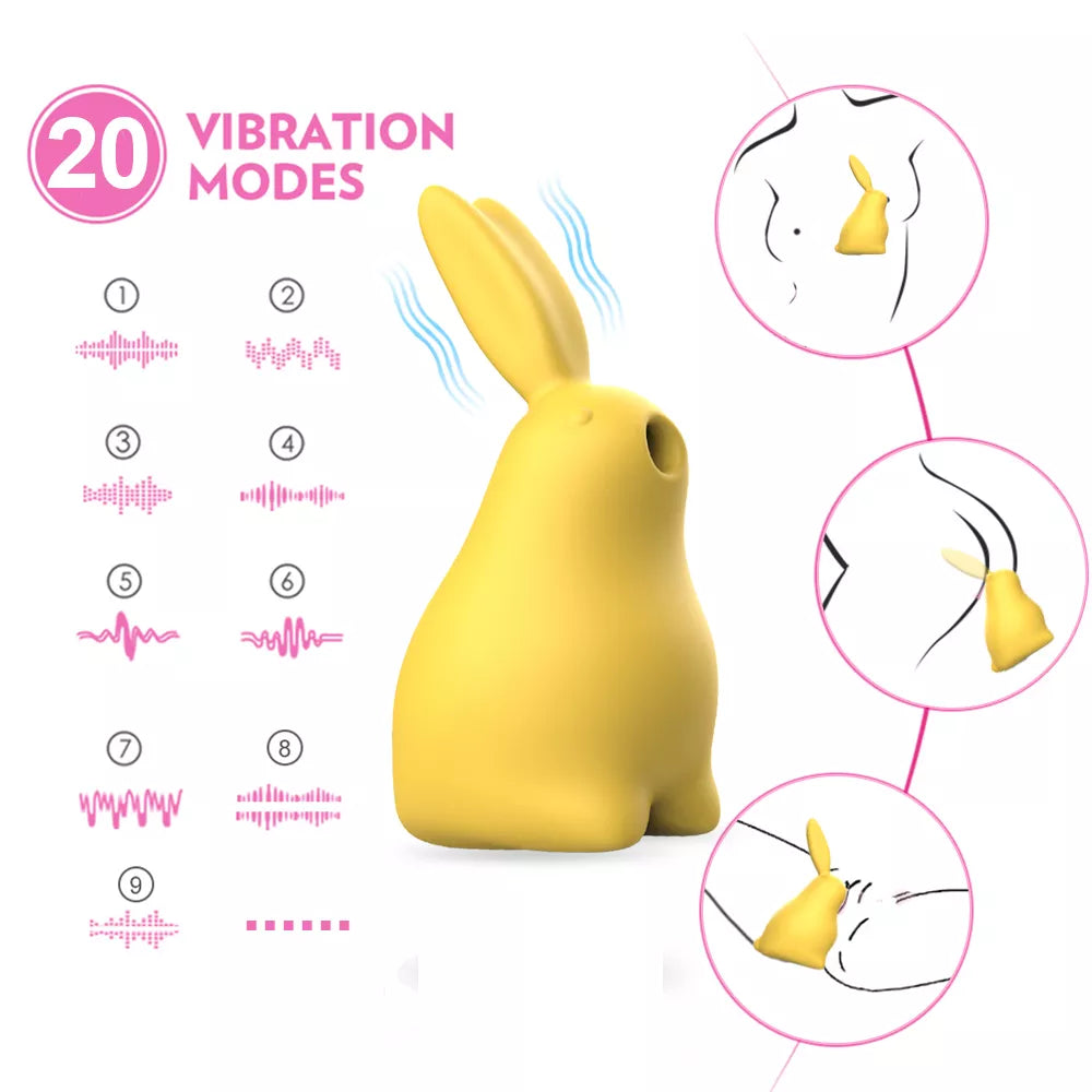 Yellow Silicone Waterproof Nipple & Clitoral Sucking Vibrator - G-Spot Pleasure Toy for Women