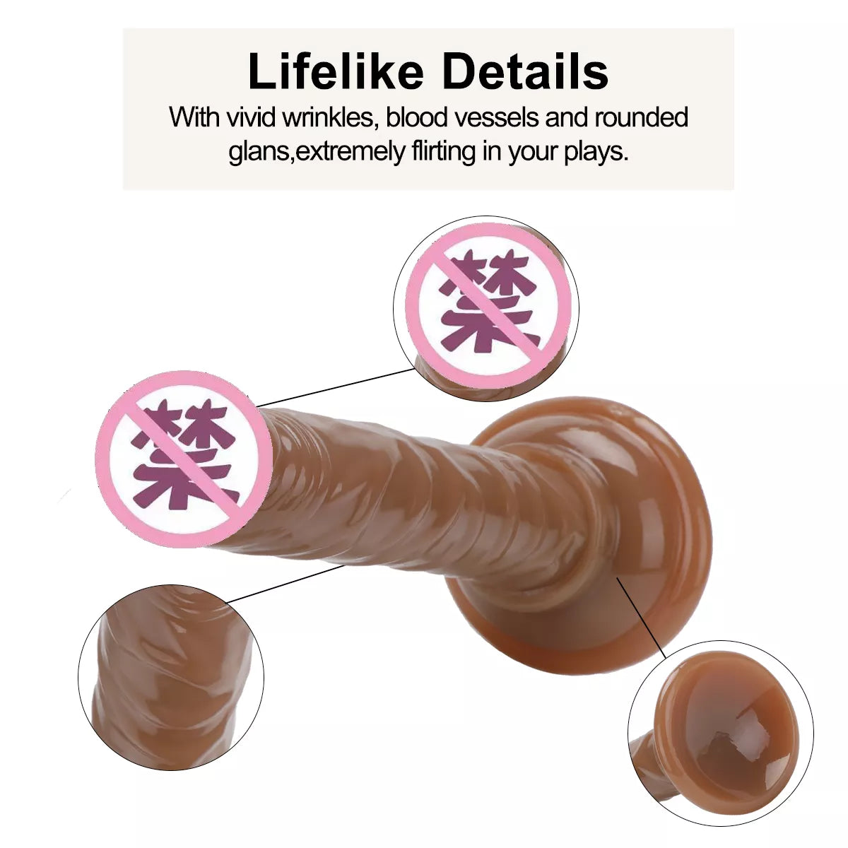 Realistic Black TPE Dildo Without Balls - Strong Suction Cup Toy for Women