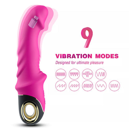 Multispeed Thrusting G-Spot Vibrator - 2.5mm Thickened Soft Silicone Dildo with Round Handle for Women