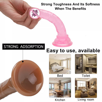Realistic Black TPE Dildo Without Balls - Strong Suction Cup Toy for Women